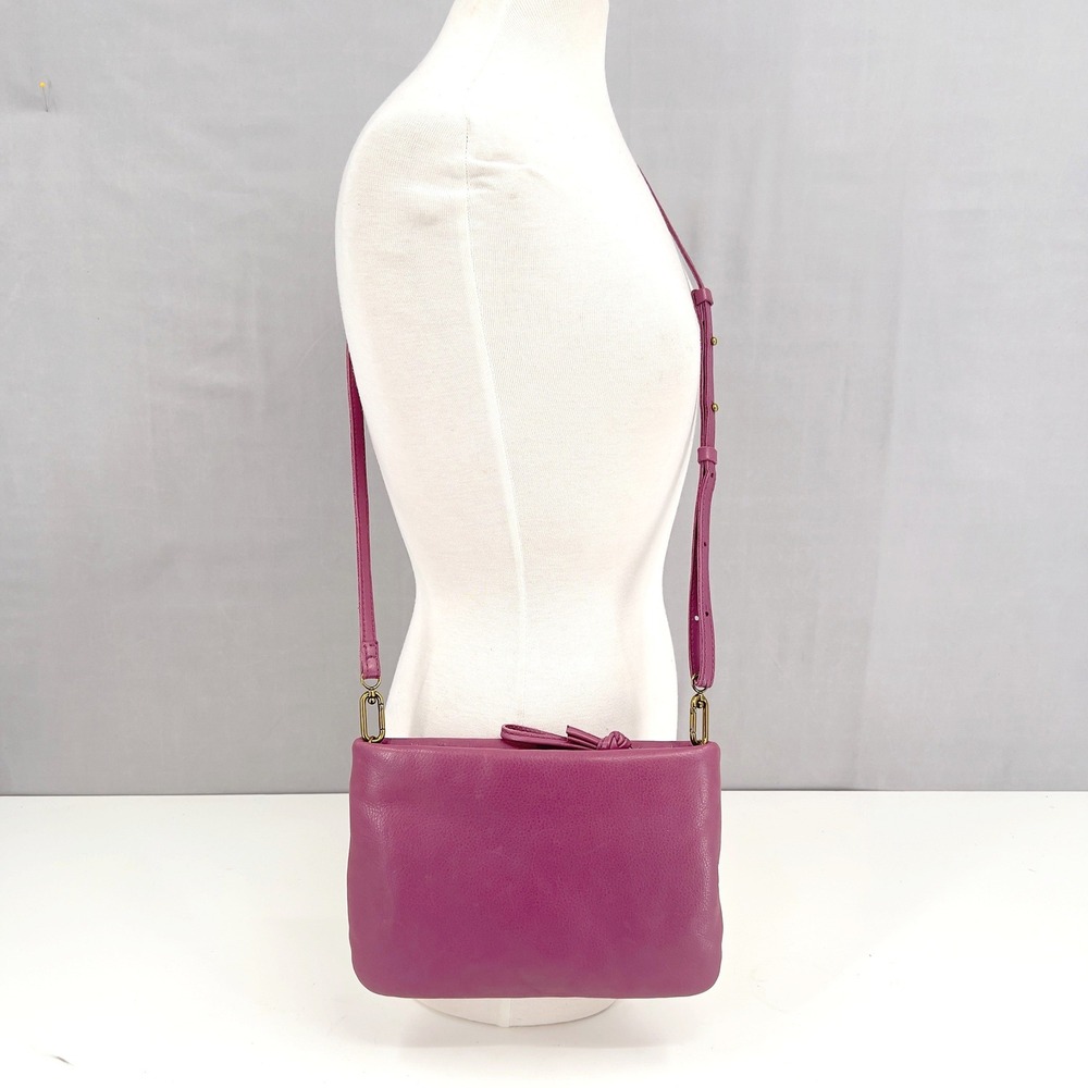 Madewell The Puffer Crossbody Bag Warm Violet Leather Zip Top